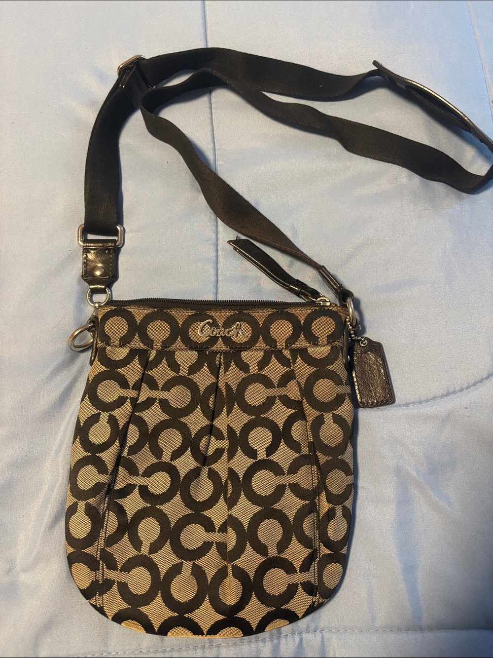 Coach Tan and Brown Signature Crossbody Bag